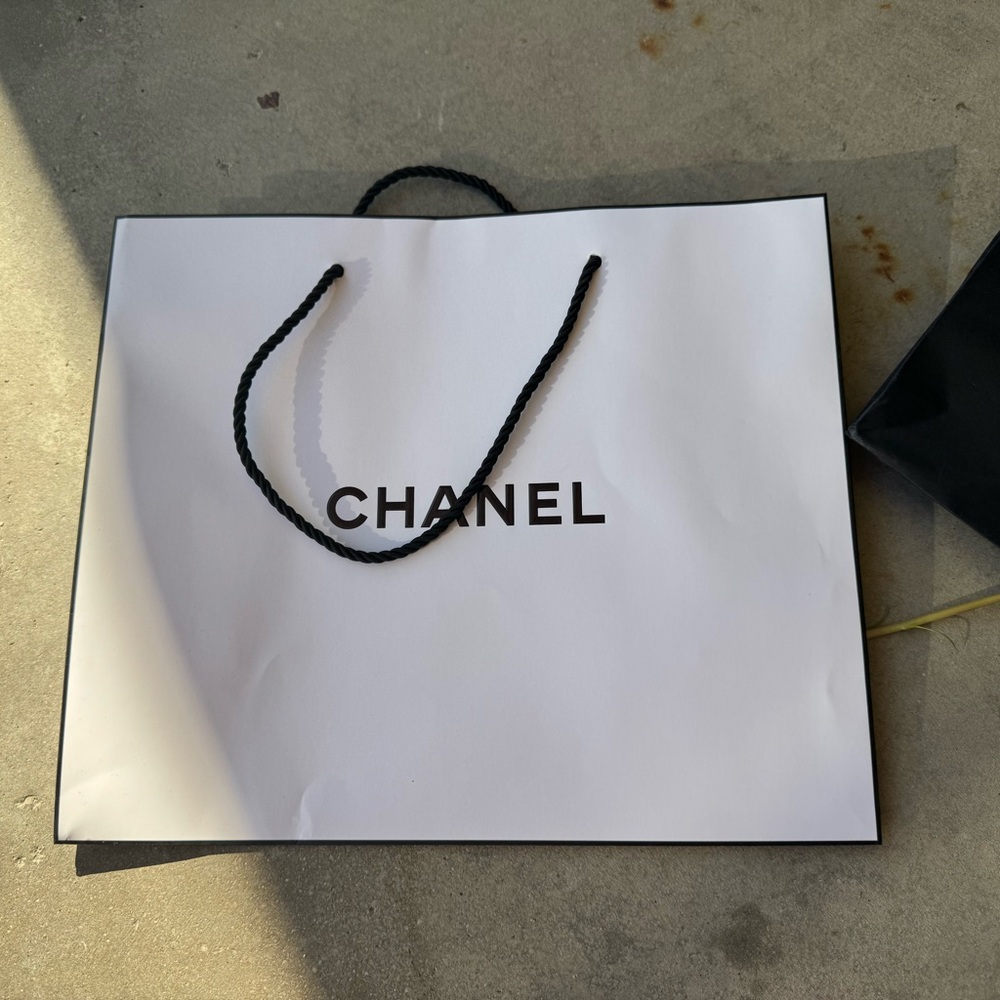 Chanel White Bag with Black Handles